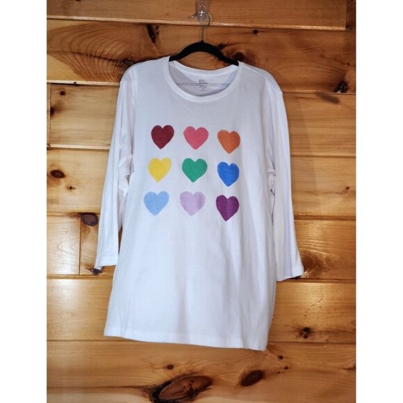 Kim Rogers Plus Size 2X 100% Cotton Perfect Soft Tee, Wrinkle Free White, - Picture 7 of 10